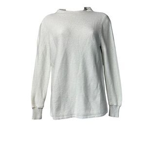 Ann Taylor MP Cream Metallic Sweater Office Casual Knit Trendy‎ Preppy Neutral